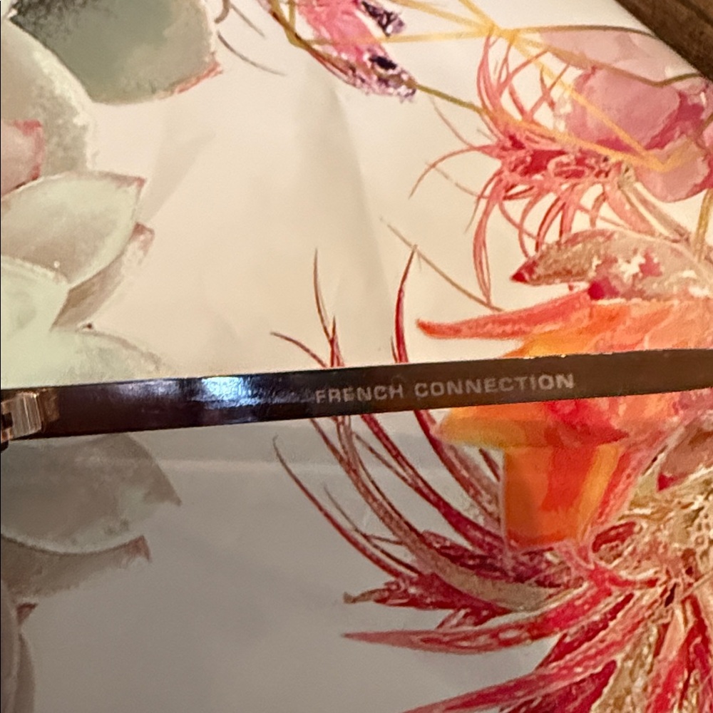 NWT French Connection Brown Soft Round Metal Trim Sunglasses with a blue Lens - Picture 6 of 7